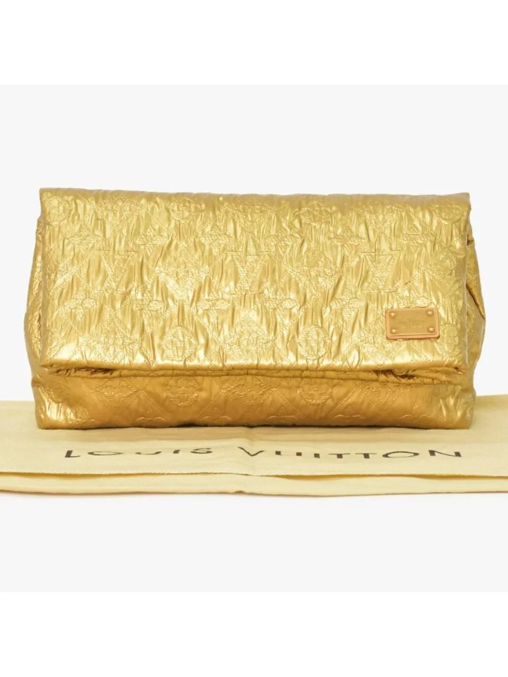 Louis Vuitton Clutch Limelight PM Gold Silk Wool